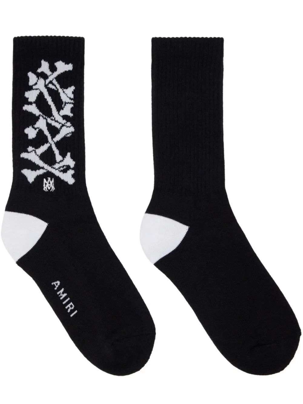 AMIRI Black STACKED BONES LOGO Socks 43-44 (size 10-11) New